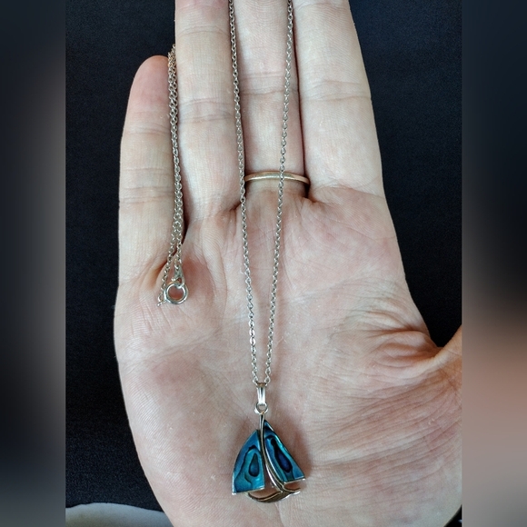 Jewelry - Abalone Sailboat Pendant Necklace
